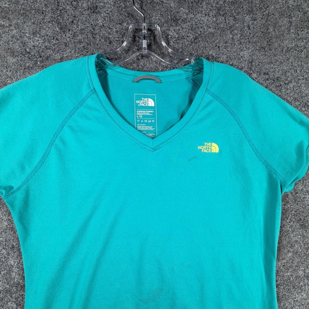 The North Face Reaxion Amp V-Neck T-Shirt Womens L Teal Blue Everyday Comfort - Picture 6 of 16